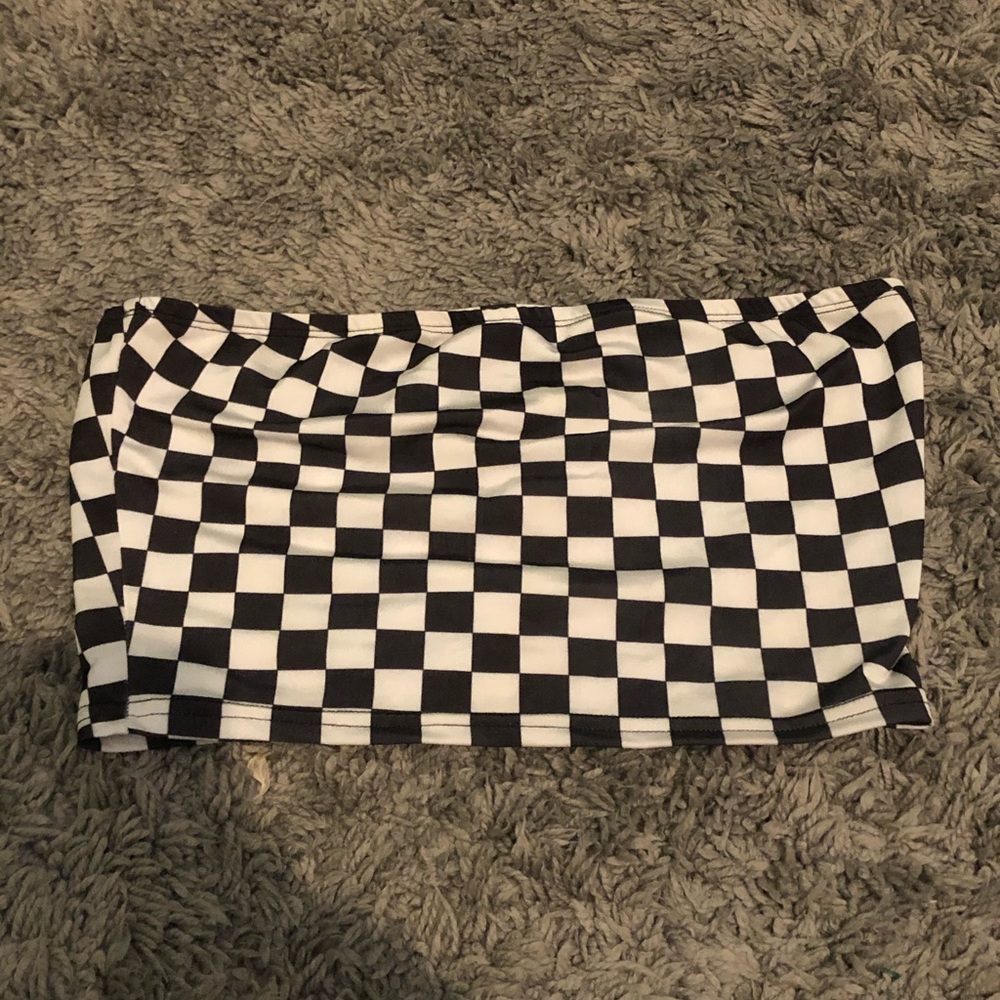 Current Mood Checkered tube top